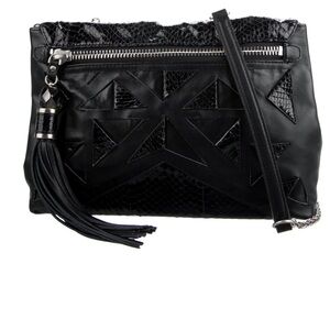 Rafe black snakeskin trim clutch